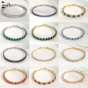 Браслет унисекс с круглой пряжкой из разноцветного циркония — персонализированные ювелирные изделия в европейском и американском стиле zircon bracelet + silver белый