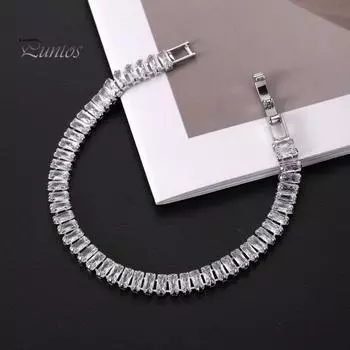 Браслет унисекс с квадратным кубическим цирконием, блестящий медный антифрикционный браслет, подарок для любимых, повседневная одежда, выпускной, свадебные украшения 1pc