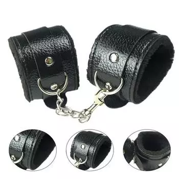 Браслет унисекс с пушистой плюшевой подкладкой из искусственной кожи, теплый браслет-цепочка для косплея красный черный