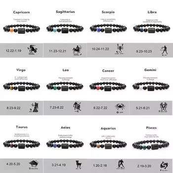 Браслет унисекс-созвездие, натуральные бусины, звезда, эластичный ремешок, знак зодиака, агат, расстояние, молитва дружбы