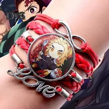 Браслет унисекс «Убийца демонов», многослойные украшения, плетеный браслет с героями мультфильмов чёрный