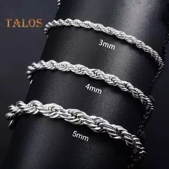 Браслет унисекс, витая цепочка в стиле хип-хоп, нержавеющая сталь, полированная, антикоррозийная, хиппи, рок-звезда, певец, клубная вечеринка, наручные украшения A серебряный