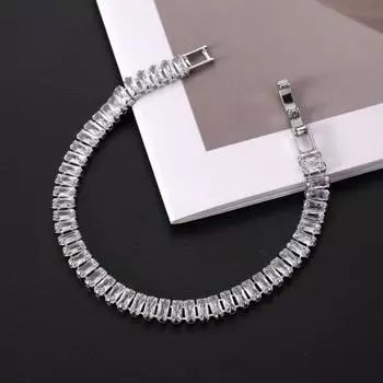 Браслет унисекс Yousheng, квадратный кубический цирконий, блестящий медный антифрикционный браслет, подарок для любимых, повседневная одежда, выпускной, свадебные украшения 1pc