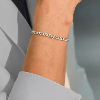 Браслет унисекс Yousheng с буквенным шармом, полой толстой цепочкой, регулируемой с удлиненной цепочкой, инициалами имени, парный подарок на День святого Валентина I