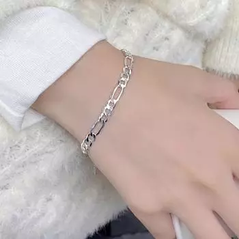 Браслет унисекс Yousheng с полой толстой цепочкой и блеском в стиле хип-хоп, регулируемая посадка на запястье, украшения для отпуска, работы, повседневной носки, подарка на годовщину, день рождения серебряный