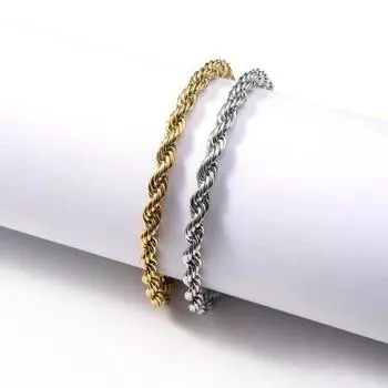 Браслет унисекс Yousheng с витой цепочкой в стиле хип-хоп из нержавеющей стали, полированный, антикоррозийный, хиппи, рок-звезда, певица, клубная вечеринка, наручные украшения A серебряный