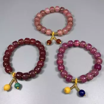 Браслет Винтажный Маленький Подвесной Бусина Трещина Сверкающая Бусина-Бочонок Многоцветный 18cm