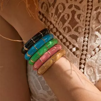 Браслет в богемном стиле отпуска с разноцветными каплями масла, креативный браслет в стиле ретро, простое кольцо, модный и универсальный браслет 23.5cm чёрный
