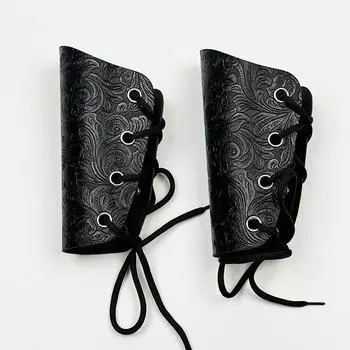 Браслет в древнем стиле, вышивка на рукаве ханьфу, аксессуары для костюма «Летающая рыба» Цзиньивэй, черная горная броня, кожаная защита предплечья, мужской/женский Black Pteris Bracer 1 Pair One size