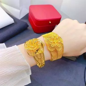 Браслет в форме цветка в этническом стиле, женский новый полый браслет в форме цветка, свадебные украшения для невест 17CM