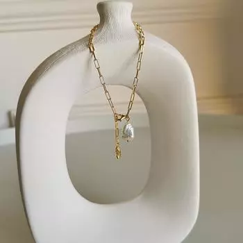 Браслет в форме яйца в европейском и американском стиле ретро с натуральным инопланетным жемчугом, серебро S925 21cm