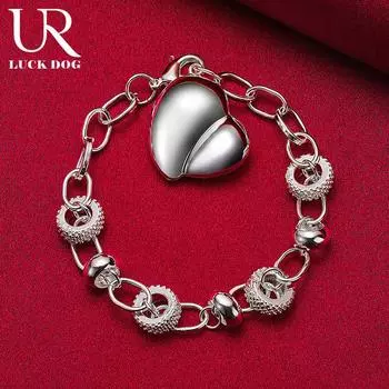 Браслет в форме сердца из стерлингового серебра 925 пробы, модные свадебные украшения 20CM