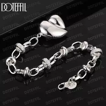 Браслет в форме сердца из стерлингового серебра 925 пробы, модные свадебные украшения 20CM