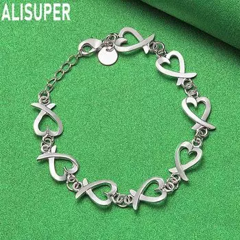 Браслет в форме сердца из стерлингового серебра 925 пробы. Модные свадебные украшения. 20CM