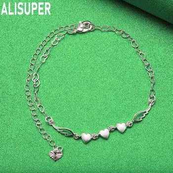 Браслет в форме сердца из стерлингового серебра 925 пробы, модные свадебные украшения 20CM