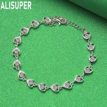 Браслет в форме сердца из стерлингового серебра 925 пробы с цирконием AAA, модные свадебные украшения 20CM