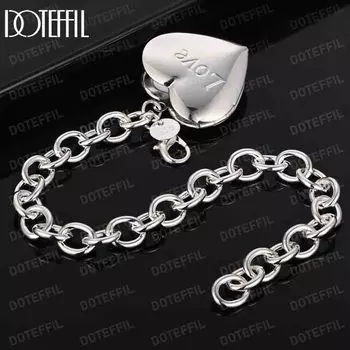 Браслет в форме сердца из стерлингового серебра 925 пробы, модные свадебные украшения 20CM