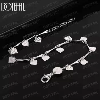 Браслет в форме сердца из стерлингового серебра 925 пробы, модные свадебные украшения 20CM