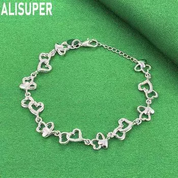 Браслет в форме сердца из стерлингового серебра 925 пробы с цирконием AAA, модные свадебные украшения 20CM