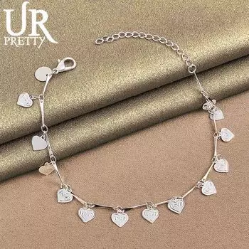 Браслет в форме сердца из стерлингового серебра 925 пробы, модные свадебные украшения 20CM