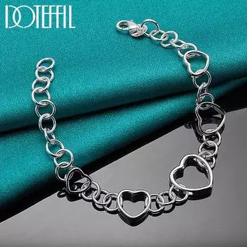 Браслет в форме сердца Серебряные красивые украшения 20cm