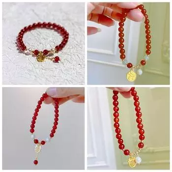 Браслет в китайском стиле с Годом Дракона, Новогодний браслет с удачей, креативная счастливая пара из красной веревки B