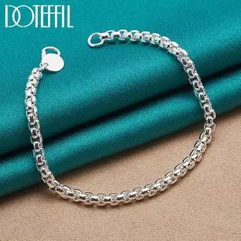 Браслет в клетку из стерлингового серебра 925 пробы диаметром 4 мм 20cm