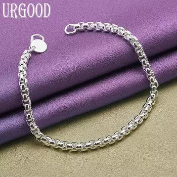 Браслет в круглую клетку из стерлингового серебра 925 пробы, 4 мм, модные ювелирные изделия 20cm