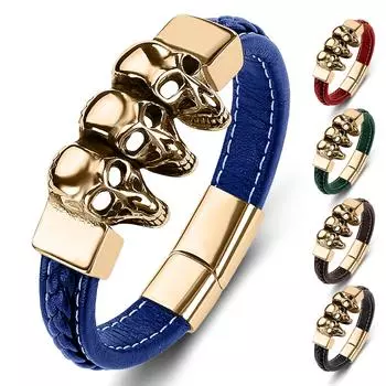 Браслет в стиле панк с головой черепа