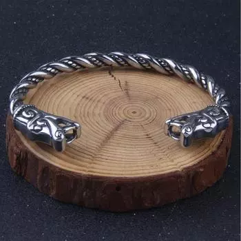 Браслет в стиле ретро с головой дракона в стиле викингов, популярные европейские и американские ювелирные изделия, мужской браслет из сплава в стиле ретро серебряный