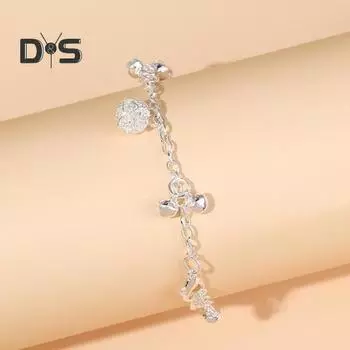 Браслет в стиле ретро в этническом стиле, подвеска-колокольчик, регулируемая удлиненная цепочка, пляжный ножной браслет 2 в 1, браслет для девочек, ювелирное изделие, подарок серебряный