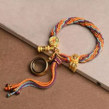 Браслет в тибетском стиле Танка, плетеный вручную стеклянный медальон, заполняемый тибетский браслет 1pc Bracelet