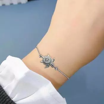 Браслет в виде черепахи, регулируемый блестящий красочный страз, сверкающий геометрический декоративный подарок для женщин и девочек, морская черепаха золотистый