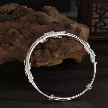 Браслет в виде листа лотоса, женский посеребренный платиновый браслет с тремя листьями, окруженный пуш-пульным браслетом, в качестве подарка на день рождения для мамы Adjustable size