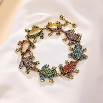 Браслет в виде лягушки для женщин в стиле ретро с регулируемой застежкой OT разноцветный