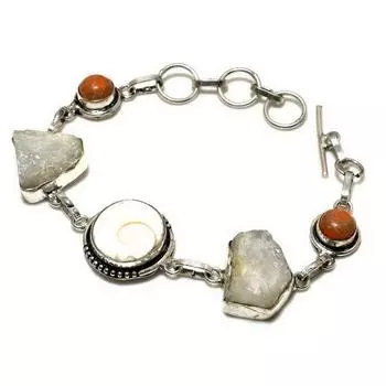 Браслет в виде ракушки Шивы с медным оранжевым бирюзовым драгоценным камнем, подарочный ювелирный браслет 6–8 дюймов