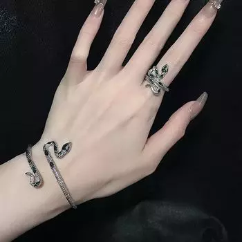 Браслет в виде змеи с зеленой эмалью, капающим маслом, индивидуальный темный браслет, женский индивидуальный регулируемый браслет, винтажные ювелирные аксессуары Bracelet красный