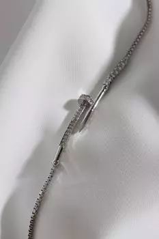 Браслет Waterway модели ногтя с камнем из циркона серебряного цвета