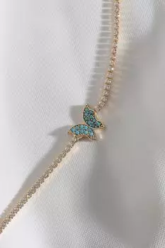 Браслет Waterway с бирюзовым камнем и бабочкой из циркона с камнем золотого цвета