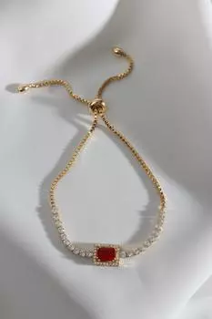 Браслет Waterway с цирконом золотого цвета и красным камнем-багетом