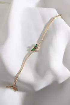 Браслет Waterway с камнем из циркона золотого цвета и фигурой стрекозы из зеленого камня