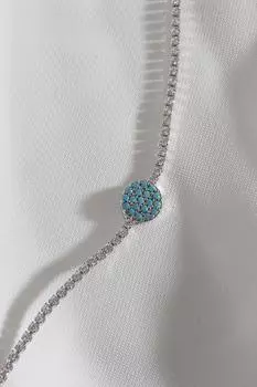 Браслет Waterway серебряного цвета с бирюзовым камнем и круглой фигурой из циркона