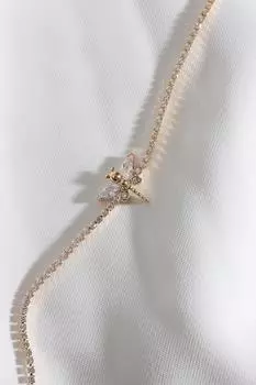 Браслет Waterway золотого цвета с камнем из циркона с белым камнем и фигуркой стрекозы