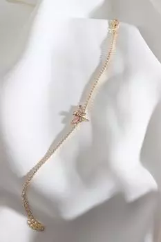 Браслет Waterway золотого цвета с камнем из циркона и фигуркой стрекозы из розового камня