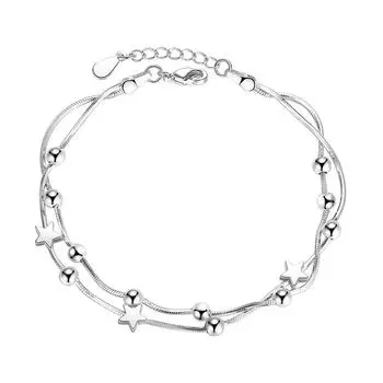 Браслет Weihua, оптовая продажа, пятиконечная звезда, квадратный сахарный шарик, корейский модный серебряный браслет для женщин Adjustable size