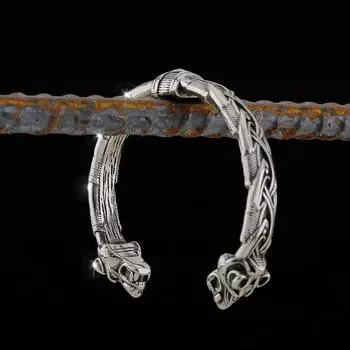 Браслет викингов из нержавеющей стали 316L, винтажный браслет с руной головы волка викингов из скандинавской мифологии adjustable серебряный