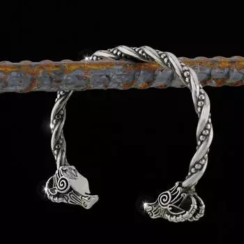 Браслет викингов из нержавеющей стали 316L, винтажный браслет с руной головы волка викингов из скандинавской мифологии серебряный