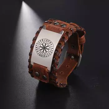 Браслет викингов Valhalla из кожи для мужчин Norse Mythology for Hall Мужской кожаный браслет викингов The Slain Viking Cuff