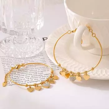 Браслет Wind Round Bead Love Diamond из титановой стали с покрытием из настоящего золота 18 карат, изысканные украшения для рук для женщин