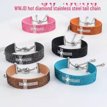 Браслет WWJD Rhinestone Cross Braided – ручная работа, креативный, регулируемая цепочка, украшенный бриллиантами Diamond 152